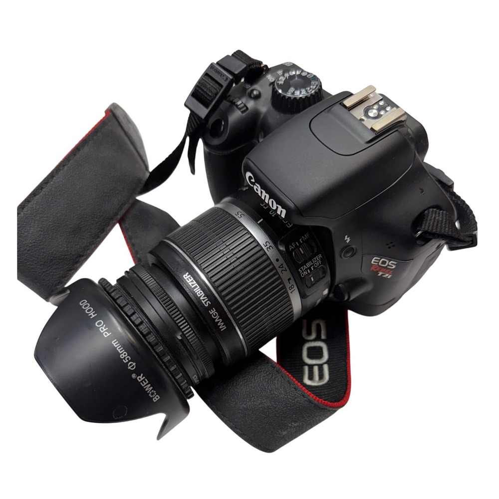Canon EOS Rebel T2i DSLR Camera with EF-S 18-55mm IS Lens and Bower Hood